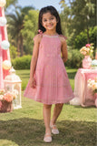 Girls Pink Sleeveless Dress with Pintuck Pleats