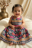 Blue With Multicolor Printed Ethnic Lehenga Choli For Girls