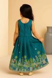 Teal Green Floral Lehenga Choli Set For Girls