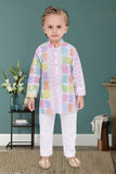 Pastel Patchwork Thread Embroidery Kurta Set – Festive Ethnic Wear For Boys