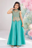 Elegant Sky Blue Embroidered Palazzo Set with Dupatta