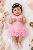 Baby Pink Rosette Hem Party Wear Frock
