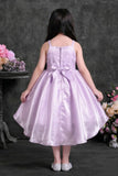 Lavender High-Low Party Wear Frock with Sequin Bow For Girls