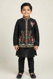 Black Multicolor Embroidered Kurta Set For Boys For Boys