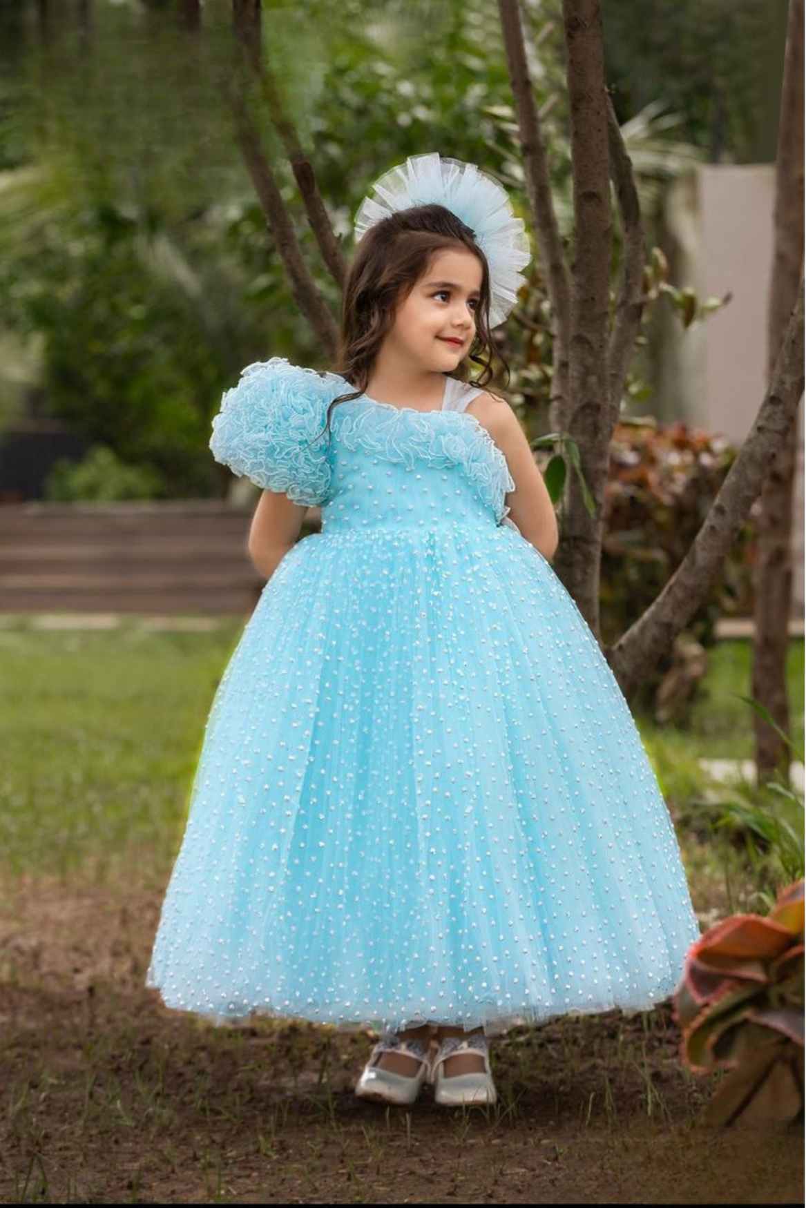 Pastel Blue Cupcake Style Gown For Girls
