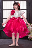 Rani Pink Party Frock with Silver Sequin Bodice For Girls