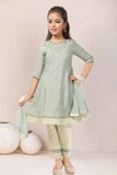 Mint Green Kurta Set with Subtle Embroidery And Straight Pants For Girls