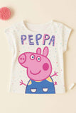White Peppa Pig Printed T-Shirt For Girls