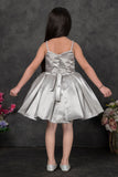 Silver Frock With 3D Rose Detail For Girls