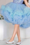 Blue Sequin Bodice Party Frock with Layered Ruffle Hem For Girls