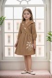 Brown Printed Cotton Casual Dress For Girls