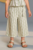 Sage Green Striped Lace Detail Co-Ord Set