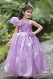 Purple Floral Embellished Party Wear Gown For Girls