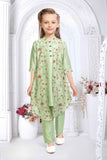 Pista Green Sequins Embroidered Set For Girls