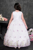 Lavender Butterfly Embroidered Party Wear Gown For Girls