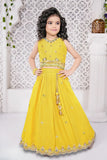 Yellow Embellished Lehenga Choli Set for Girls