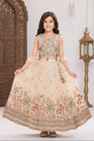 Ivory Embroidered Lehenga Choli Set with Dupatta For Girls