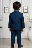 Teal Blue Bead Work Tuxedo With Pant And Waistcoat Set For Boys