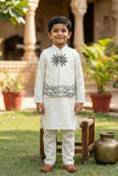 White Kurta with Embroidered Waist-coat For Boys