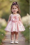 Peach Floral Embellished And Pearl Work Frock For Girls