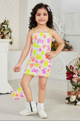 Multicolor Sequins Work Party Wear Mini Dress With Sling Bag For Girls