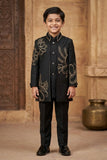 Black Embroidered Indo Western Sherwani Set