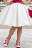 Girls White Party Wear Frock with 3D Rose Applique Detailing