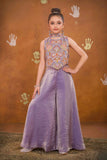 Lavender Embroidered Palazzo Set For Girls