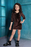 Brown Sparkle Velvet And Sequin Party Dress For Girls