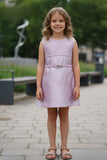Lavender Floral Embellished Party Dress For Girls