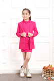 Hot Pink Blazer Dress Set For Girls