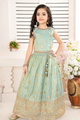 Pastel Green Sequins Embroidered Lehenga Choli For Girls