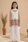 White Sequin Embroidered Palazzo Set with Dupatta For Girls