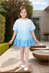 Double Shaded Blue Dress With Sequin Work For Girls