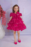 Radiant Ruffle Rani Pink Party Wear Frock For Girls