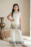 Cream Floral Embroidered Plazzo Set For Girls