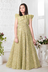 Royal Pista Sequined Partywear Gown For Girls