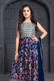 Blue Floral Printed Palazzo Set For Girls - Lagorii Kids