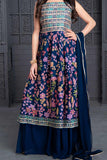 Blue Floral Printed Palazzo Set For Girls - Lagorii Kids
