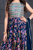 Blue Floral Printed Palazzo Set For Girls - Lagorii Kids