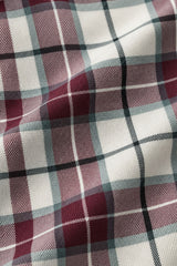 Boys Maroon And White Checked Roll-Up Sleeve Shirt