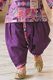 Boys Purple Multicolour Floral Printed Kurta Dhoti Set