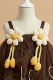 Brown Frock With Playful 3D Floral Applique
