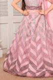 Blush Pink Chevron Lehenga Choli Set