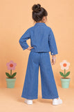 Girls Floral Printed Denim Co-Ord Set