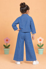 Girls Floral Printed Denim Co-Ord Set