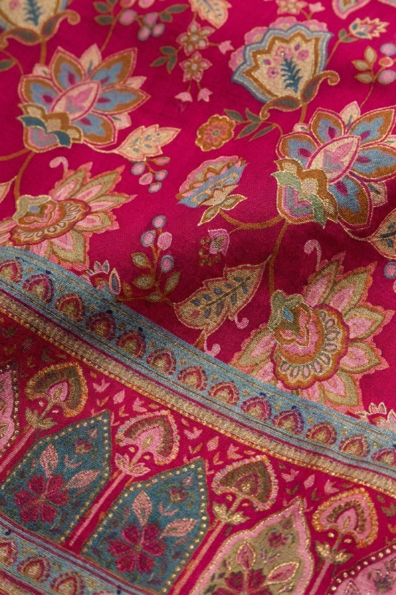 Rani Pink Delicate Floral Embroidered Patiala Set with Dupatta
