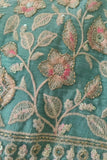 Girls Blue Floral Embroidered Sharara Set with Dupatta