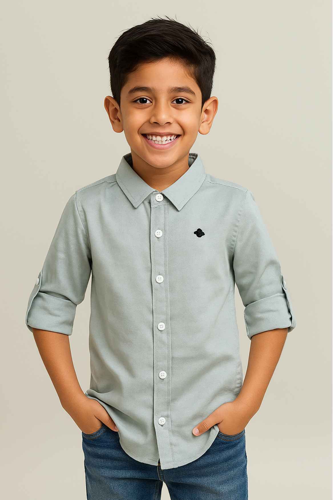 Mint Green Casual Shirt For Boys