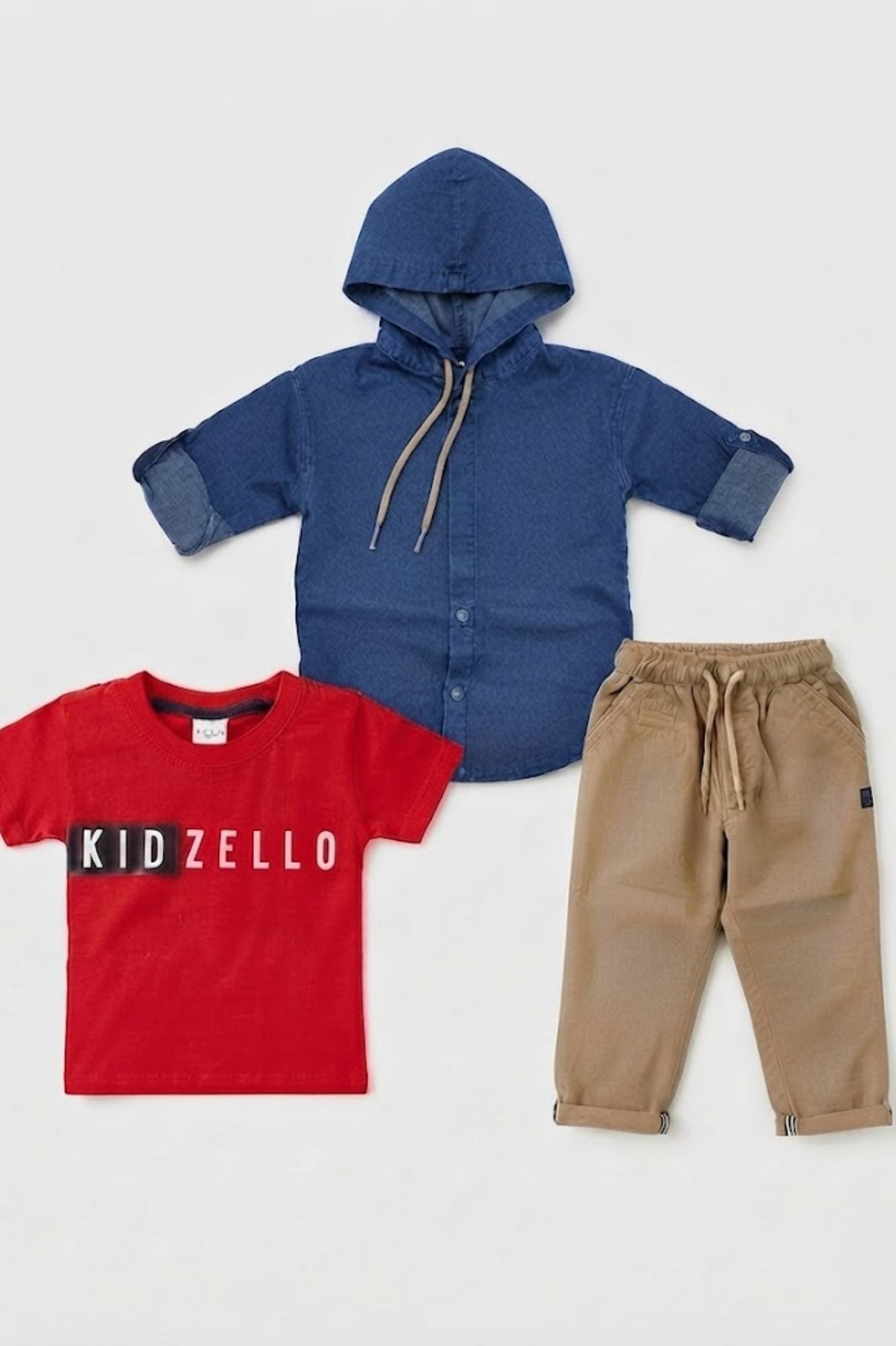 Blue Hooded Jacket & Denim Set